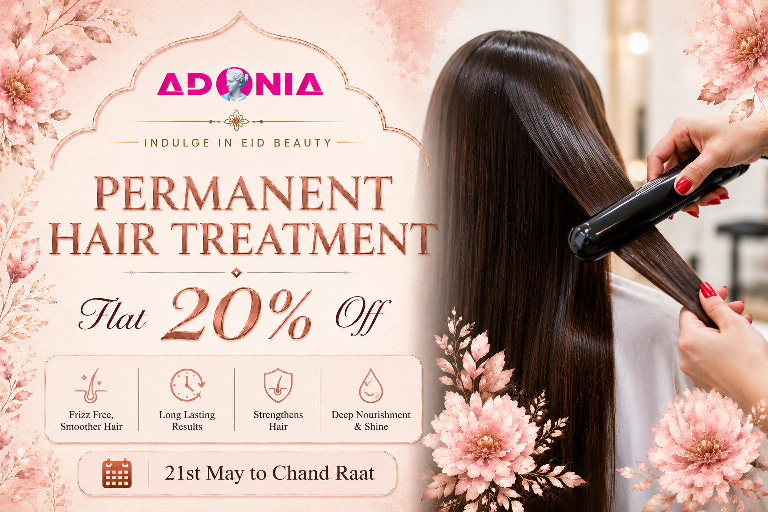 Flat 20% off on Permanent Hair Treatment